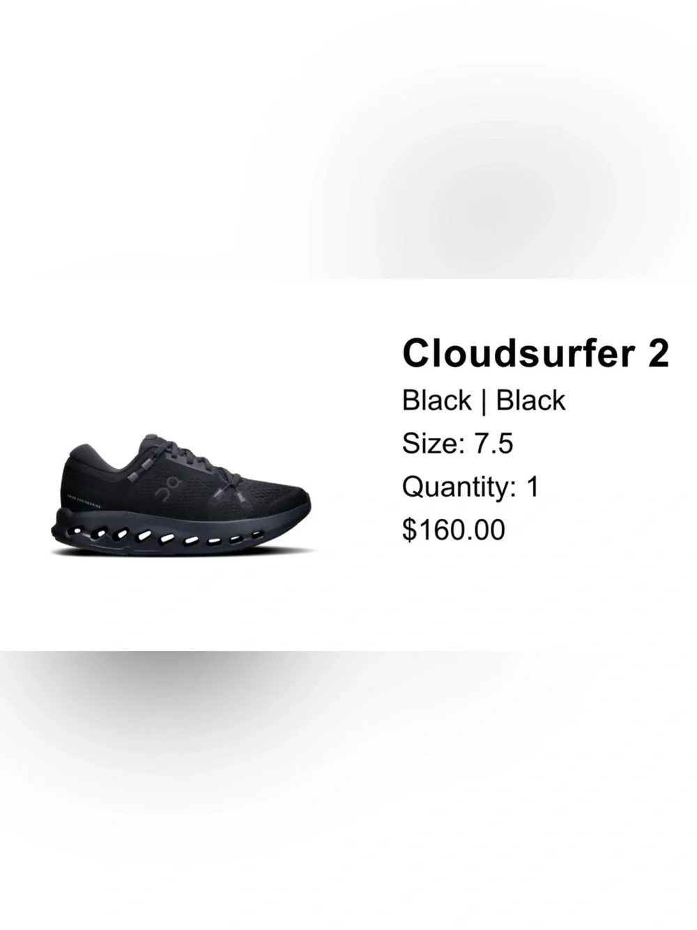 On Cloud Women’s Black Cloudsurfer 2 Running Shoes